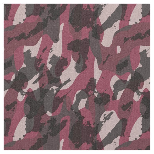 Lippenstift und dunkles Mauve-Tarnmuster abstrakt Stoff (Nahaufnahme)