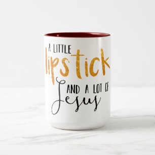 Lippenstift und Jesus-Kaffee-Tasse Zweifarbige Tasse
