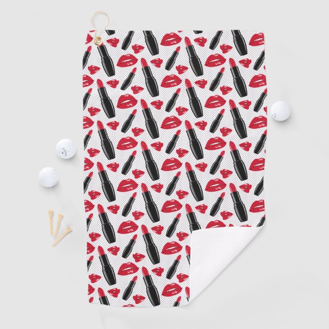 Lippenstift-und LippenTupfen-Muster Golfhandtuch (Insitu)