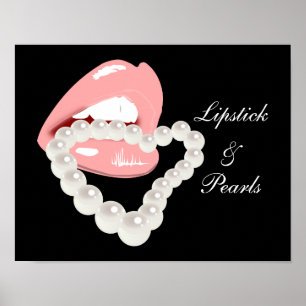 Lippenstift und Perlen-Plakat Poster