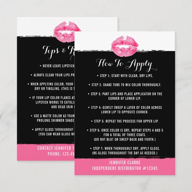 Lippenstift-Verteiler-Anwendungs-/Spitze-Karte Einladung (Vorne/Hinten)