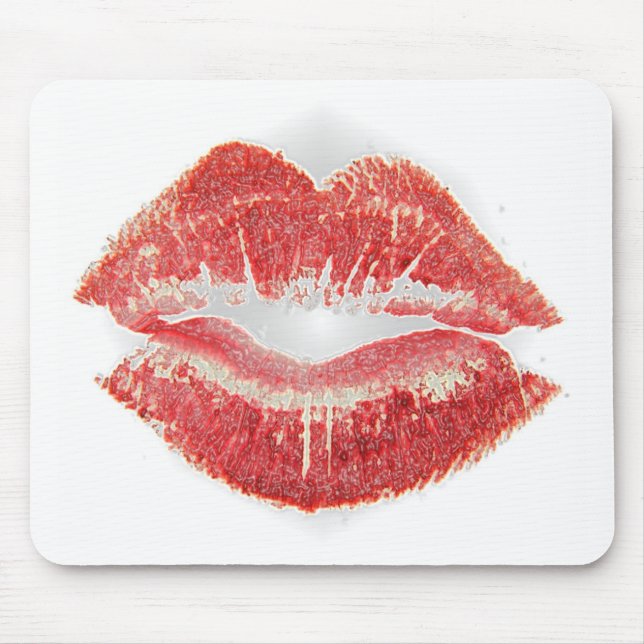 Lippenstiftkuß Mousepad (Vorne)