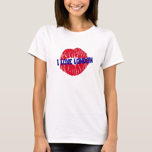 Lippenstiftkuss-Untergrundbahnzeichen Spaß-"ich T-Shirt (Vorderseite)