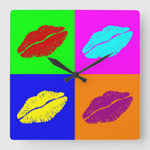 Lippenuhr Quadratische Wanduhr