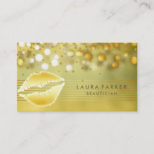 Lips Gold Streifen Makeup Artist Beautician Visitenkarte