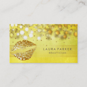 Lips Gold Streifen Makeup Artist Beautician Visitenkarte