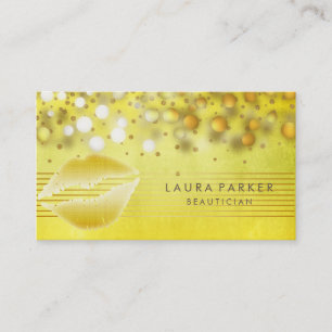 Lips Gold Streifen Makeup Artist Beautician Visitenkarte