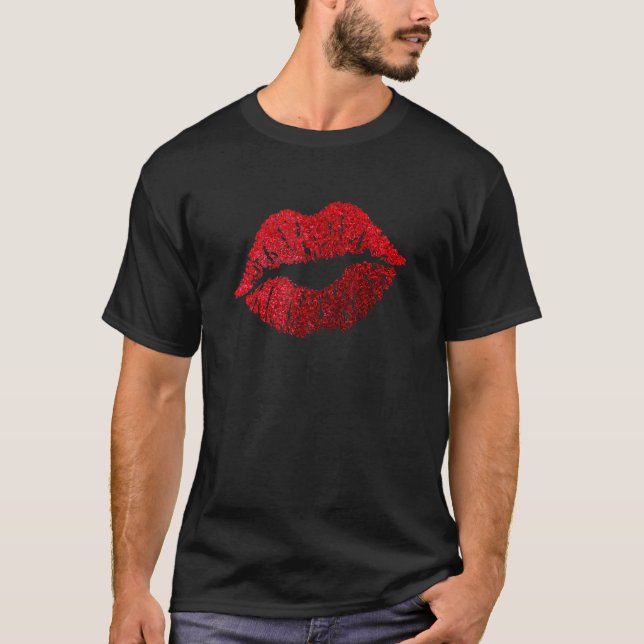 Lips Kiss Red Kissing Lipstick Rote Lips Kisses Wo T-Shirt (Vorderseite)