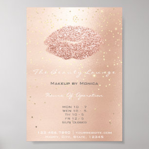 LIps Makeup Artist Glitzer Rose Gold Confetti Poster