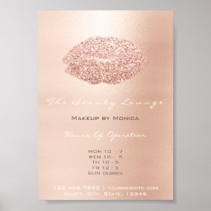 LIps Makeup Artist Glitzer Rose Gold Gray Kiss Poster