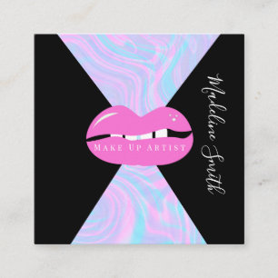 Lips Marble Abstract Pink Visagist Quadratische Visitenkarte