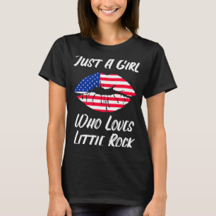 Lips Mouth Liebe American Flag Kleiner Rock T-Shirt