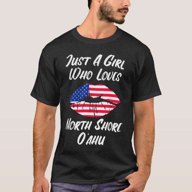 Lips Mouth Liebe American Flag North Shore Oahu T-Shirt (Vorderseite)