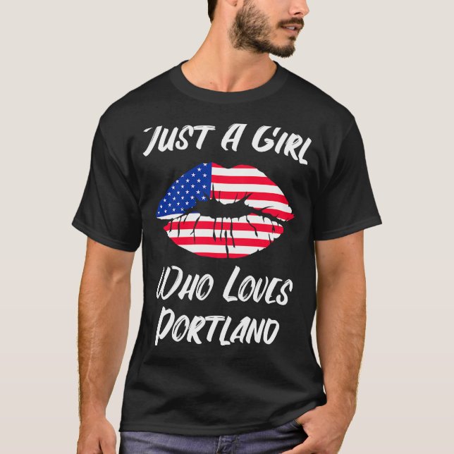 Lips Mouth Liebe American Flag Portland T-Shirt (Vorderseite)