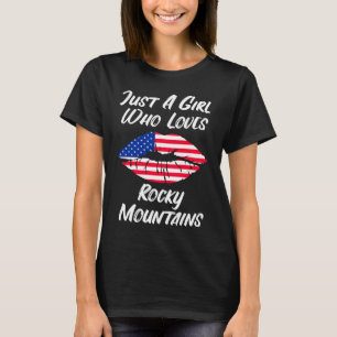 Lips Mouth Liebe American Flag Rocky Mountains T-Shirt