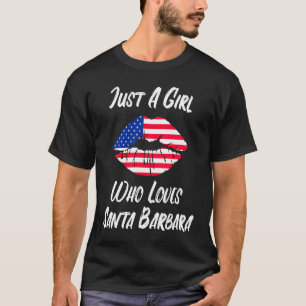 Lips Mouth Liebe American Flag Santa Barbara T-Shirt