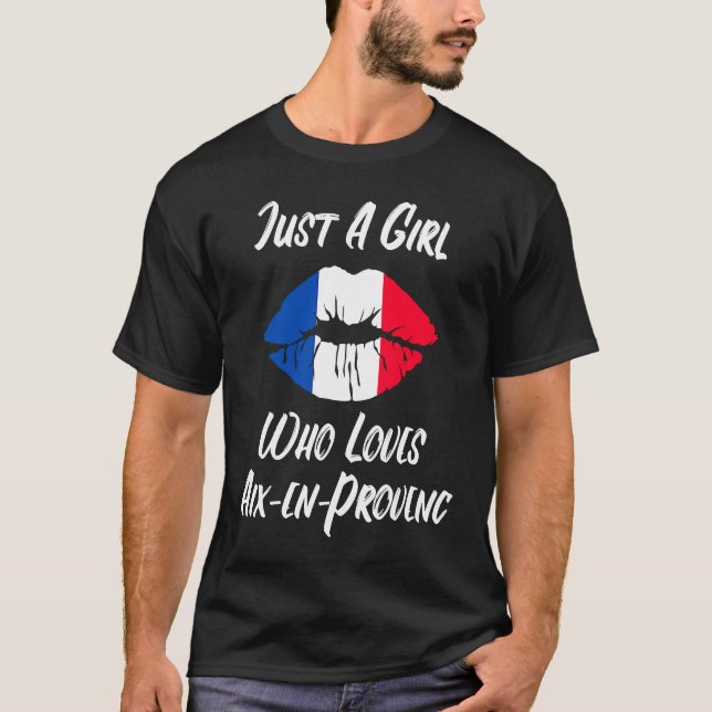 Lips Mouth Liebe Französische Flagge Aix en Proven T-Shirt (Vorderseite)