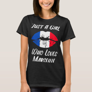 Lips Mouth Liebe Französische Flagge Marseille T-Shirt