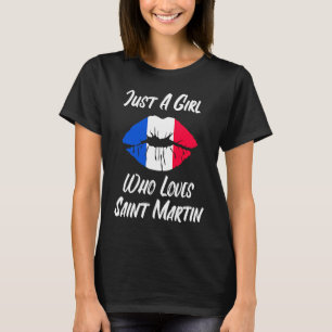 Lips Mouth Liebe Französische Flagge Saint Martin T-Shirt