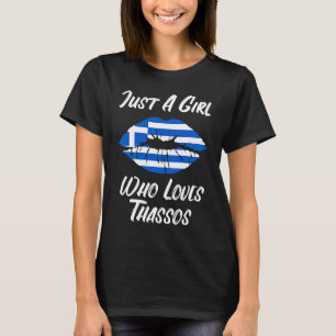 Lips Mouth Liebe Griechische Flagge Thassos T-Shirt
