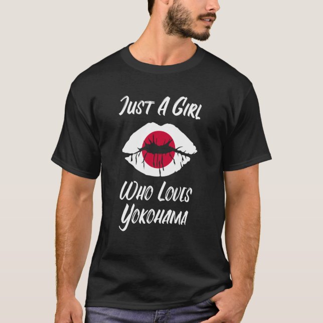 Lips Mouth Liebe Japanische Flagge Yokohama T-Shirt (Vorderseite)