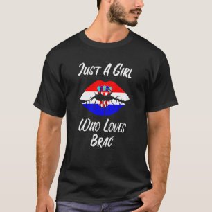 Lips Mouth Liebe Kroatische Flagge Brac T-Shirt