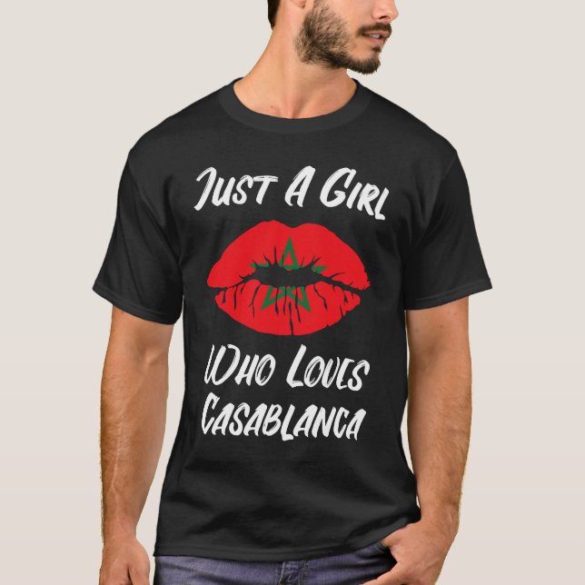 Lips Mouth Liebe Marokkanische Flagge Casablanca T-Shirt (Vorderseite)