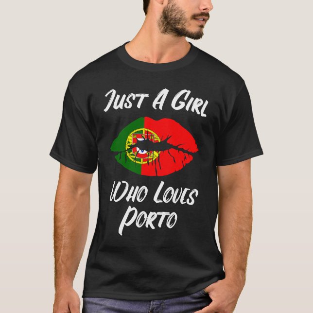 Lips Mouth Liebe Portugiesische Flagge Porto T-Shirt (Vorderseite)