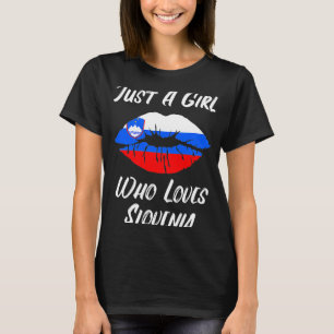 Lips Mouth Liebe Slowenische Flagge Slowenien T-Shirt