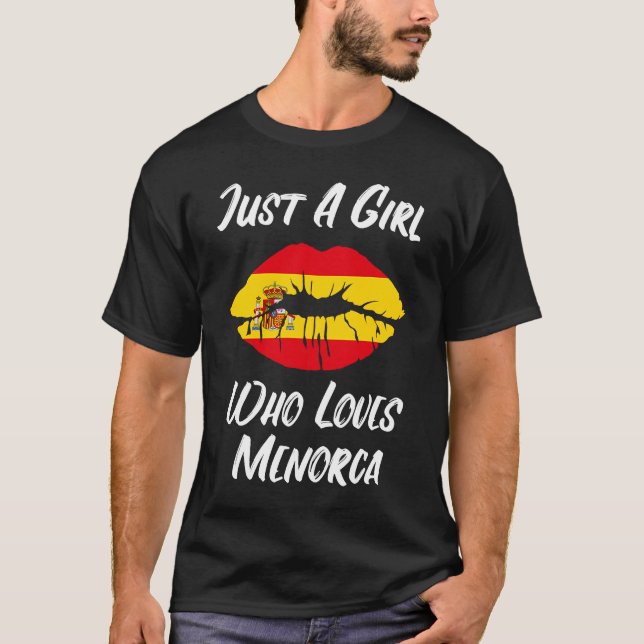 Lips Mouth Liebe Spanische Flagge Menorca T-Shirt (Vorderseite)
