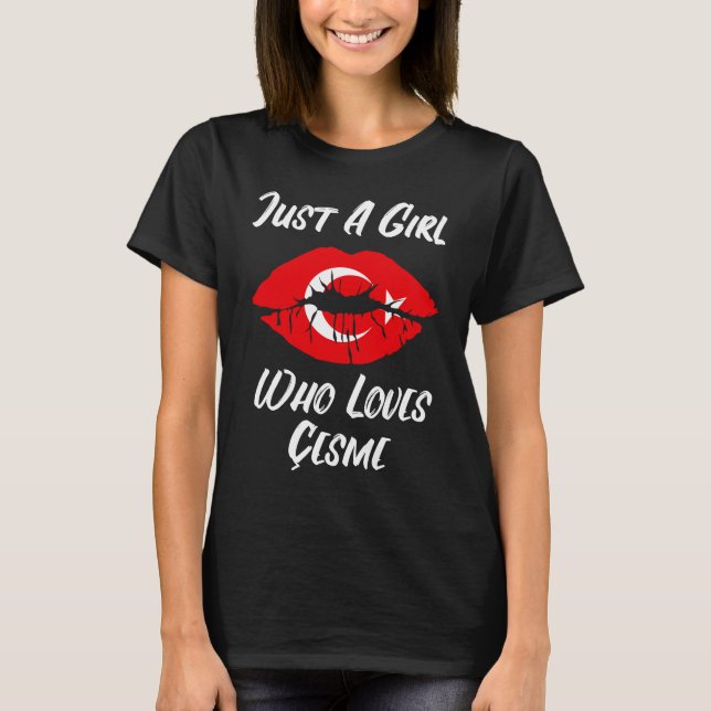 Lips Mouth Liebe Türkische Flagge Cesme T-Shirt (Vorderseite)