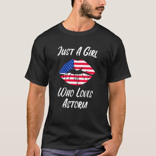 Lips Mouth Love American Flag Astoria T-Shirt (Vorderseite)