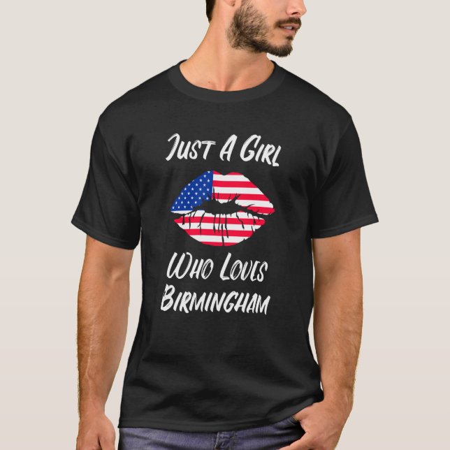 Lips Mouth Love American Flag Birmingham T-Shirt (Vorderseite)