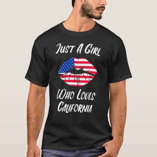 Lips Mouth Love American Flag California T-Shirt (Vorderseite)
