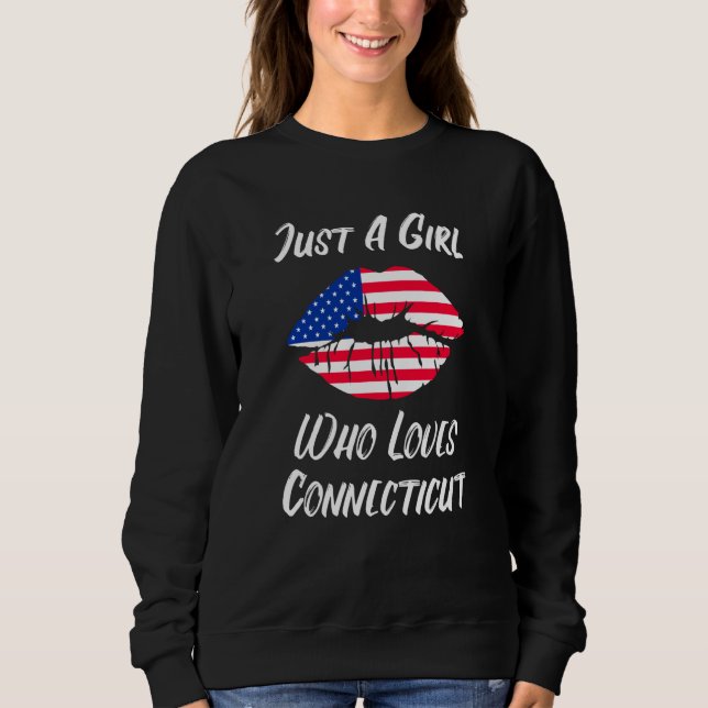 Lips Mouth Love American Flag Connecticut Sweatshirt (Vorderseite)