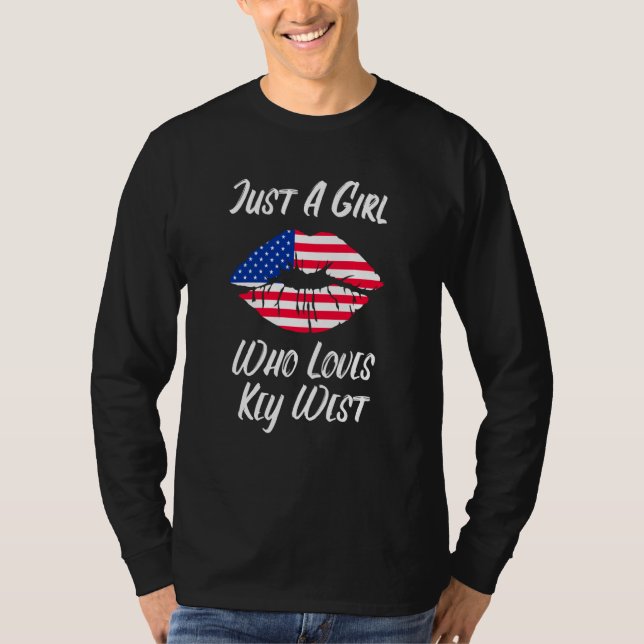 Lips Mouth Love American Flag Key West T-Shirt (Vorderseite)