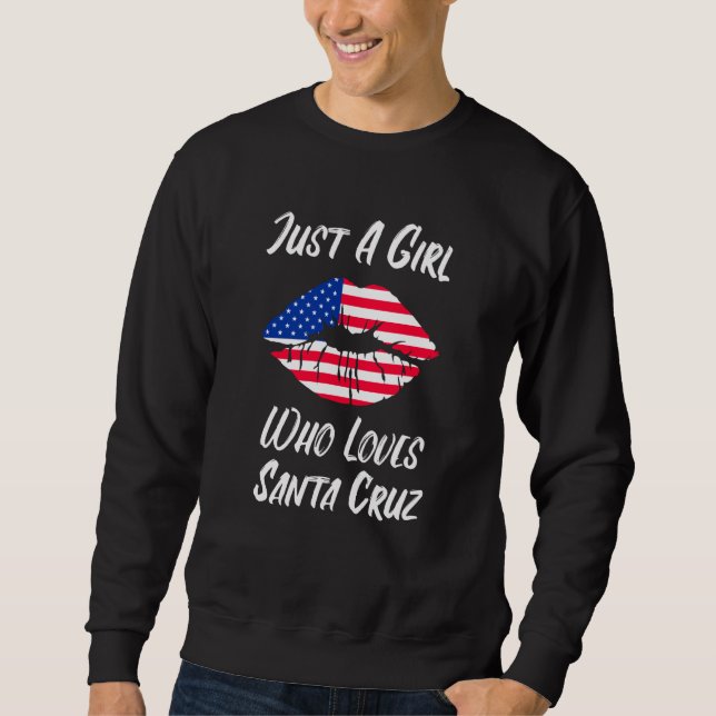 Lips Mouth Love American Flag Santa Cruz Sweatshirt (Vorderseite)