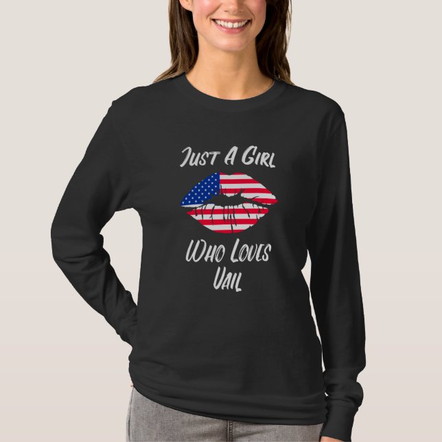 Lips Mouth Love American Flag Vail T-Shirt (Vorderseite)