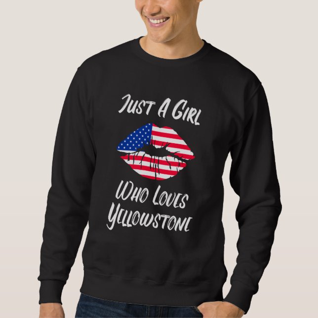 Lips Mouth Love American Flag Yellowstone Sweatshirt (Vorderseite)
