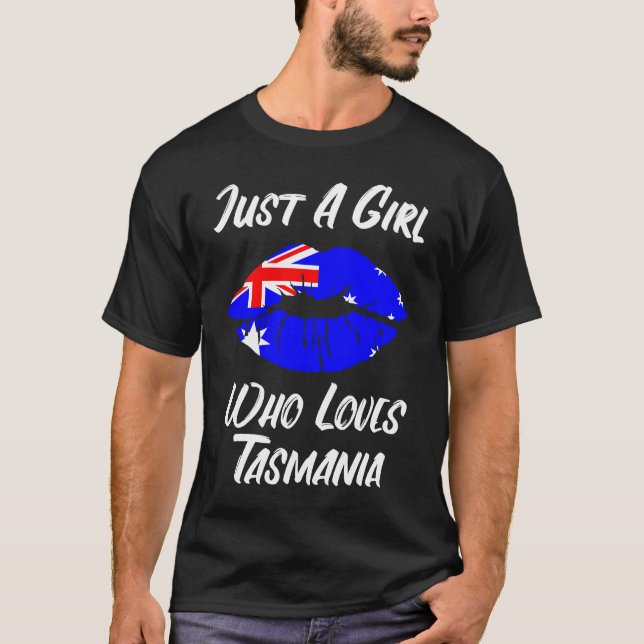 Lips Mouth Love Australian Flag Tasmania T-Shirt (Vorderseite)