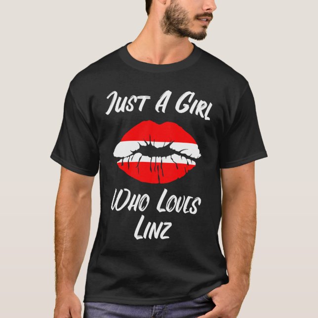 Lips Mouth Love Austria Flag Linz T-Shirt (Vorderseite)