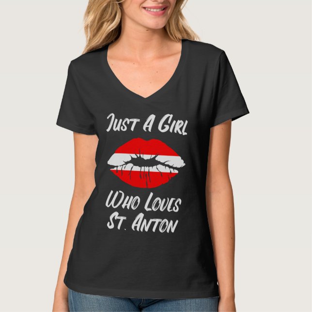 Lips Mouth Love Austria Flag St Anton T-Shirt (Vorderseite)