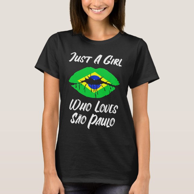 Lips Mouth Love Brazilian Flag Sao Paulo T-Shirt (Vorderseite)