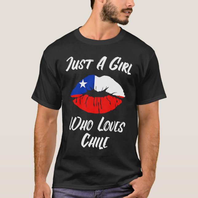 Lips Mouth Love Chillean Flag Chile T-Shirt (Vorderseite)