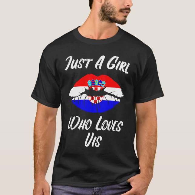 Lips Mouth Love Croatia Flag Vis T-Shirt (Vorderseite)