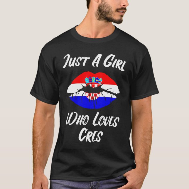 Lips Mouth Love Croatian Flag Cres T-Shirt (Vorderseite)