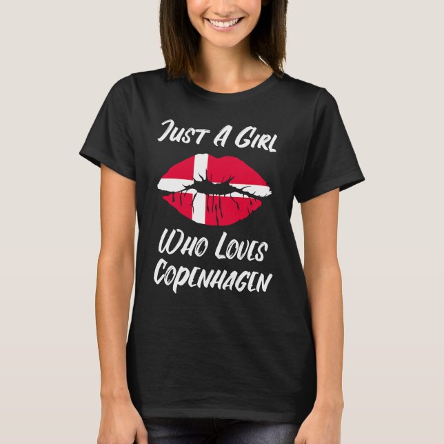 Lips Mouth Love Danish Flag Copenhagen T-Shirt (Vorderseite)