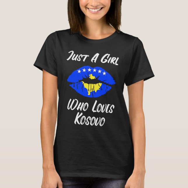 Lips Mouth Love Flag Kosovo T-Shirt (Vorderseite)
