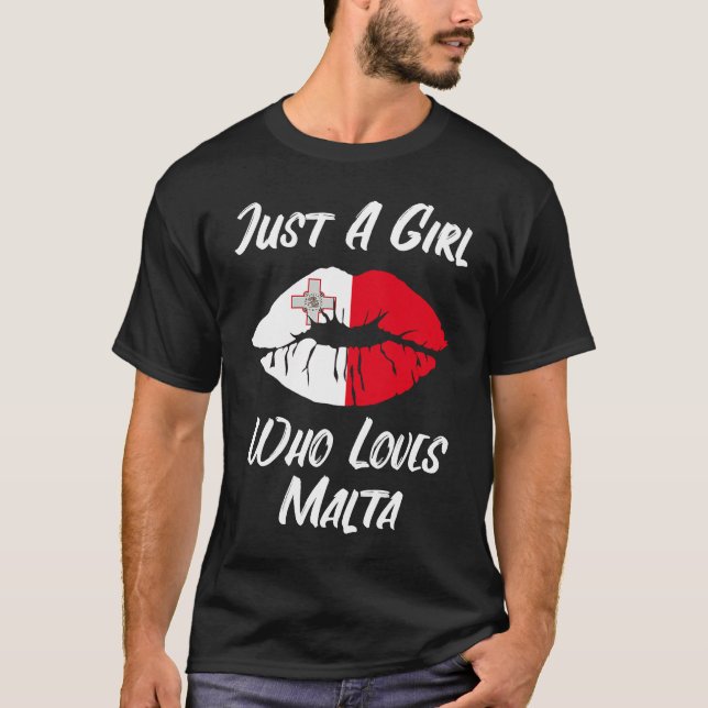 Lips Mouth Love Flag Malta T-Shirt (Vorderseite)