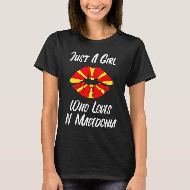 Lips Mouth Love Flag North Macedonia T-Shirt (Vorderseite)